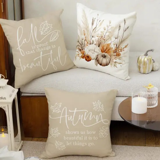 Pumpkin Pillow Covers Autumn Bohemia 20 x 20 Inch Throw Pillows Thanksgiving Harvest {4}