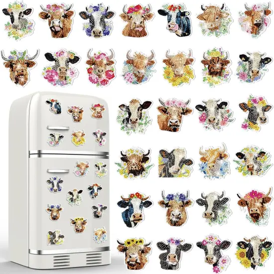 30 Pcs Cow Diamond Painting Magnets Highland Cows Diamond Art {1}