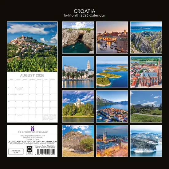 The Gifted Stationary 2026 Square Wall Calendar, Croatia, 16-Month Passport Collection Theme Hanging Calendar with 180 Reminder Stickers, Month Planner for Creative Spaces, 12x12 In Multicolor {4}