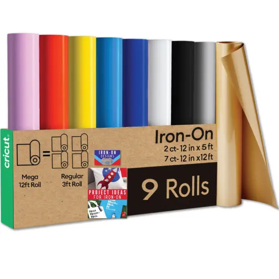 Cricut Iron-On Rolls Bundle - 12 in x 144 in Rainbow Heat Transfer Vinyl, 9 Count {1}