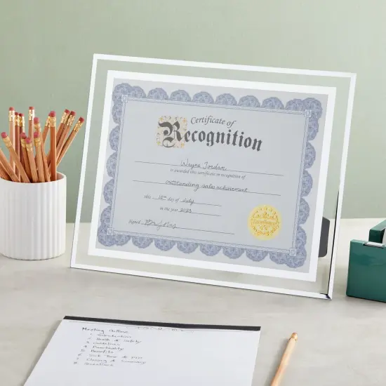 4 Pack 8.5x11 Glass Certificate Frames with Stand for Documents, Diplomas Awards, for Tabletop, Hanging {3}