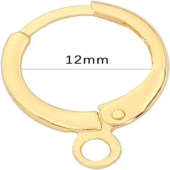 18K Gold Plated Earring Hooks Round 12mm 20pcs {2}