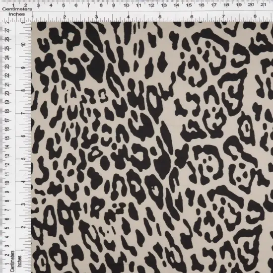 1 Yard DTY Brushed Animal/Leopard Digital Print Knit Fabric, 58/60&Prime; Wide Polyester Spandex Blend BLACK {5}