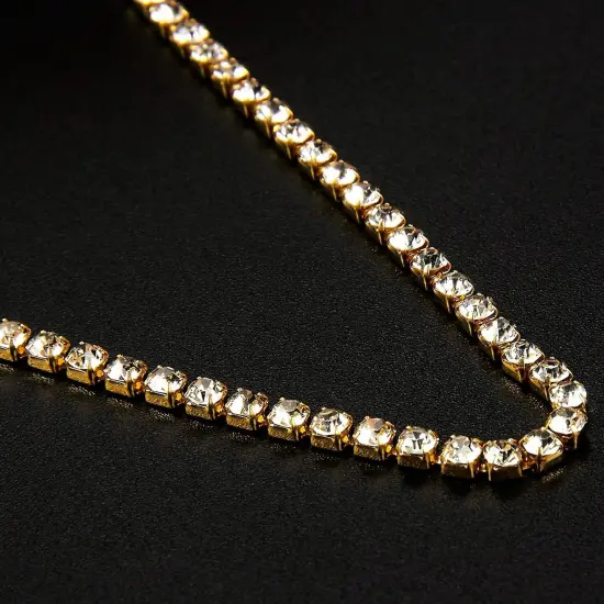 11 Yards Rhinestone Chain, Gold Trim String for DIY Jewelry Making, Crafts, Shoe Charms (2mm Wide) {5}