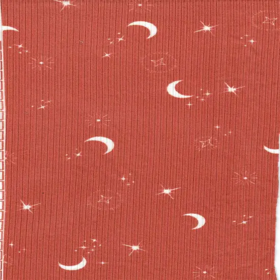 Star Moon Print Yummy Rib Knit Fabric 1 Yard 4x2 Soft Stretch 58/60" Wide YELLOW BUTTER {4}