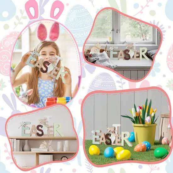 Easter Wooden Sign – Rustic Bunny Décor for Tiered Tray, Table, Mantel & More {3}