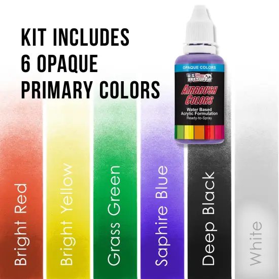 Cool Runner II Dual Fan Air Compressor Airbrushing System with 3 Airbrushes - 6 Primary Opaque Colors Acrylic Paint - How To Guide {6}