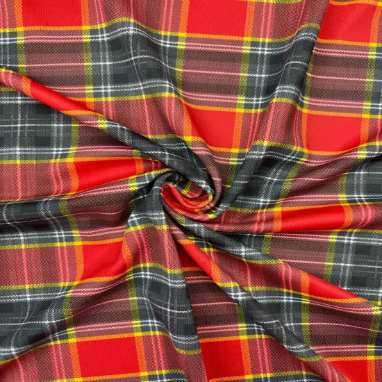 1 Yard Red Tartan Plaid Spandex Fabric Four-Way Stretch Material 58/60 Inches Wide {1}