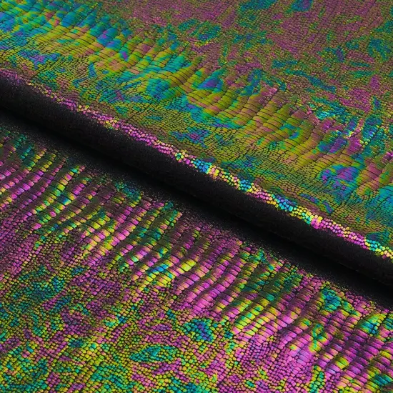 1 Yard Oil Slick Python Hologram Spandex Fabric 36" x 58/60" Black {1}