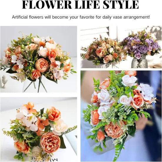 2Pcs Fall Fake Peonies Silk Hydrangea Flower Small Faux {3}