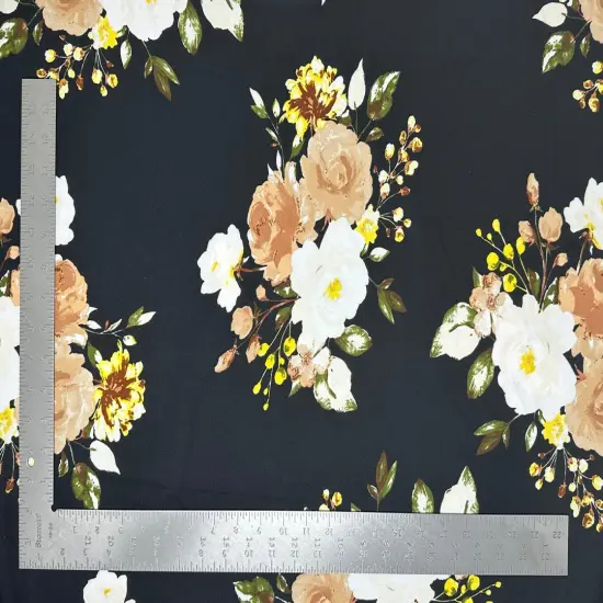 1 Yard Techno Crepe Knit Floral Print Fabric Soft Stretch Lightweight 58"-60" Width Red {3}