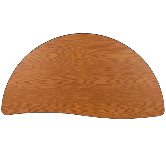 Emma and Oliver 47.5" Half Circle Wave Flexible Collaborative Adjustable Height Activity Table Oak {6}