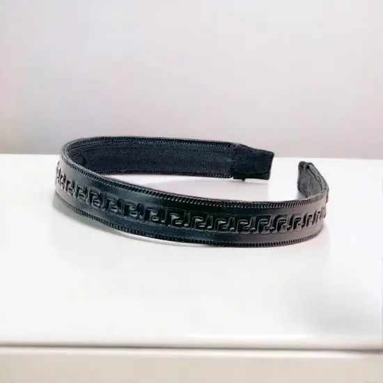 5 Yards of Cassandra Greek Key Embossed Vegan Leather Tape Trim | 5 yard cut Black {6}