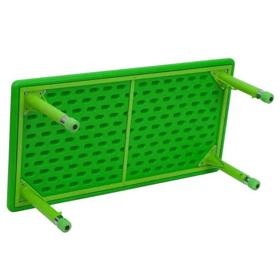 Emma and Oliver 24"W x 48"L Rectangular Plastic Height Adjustable Activity Table Green {6}