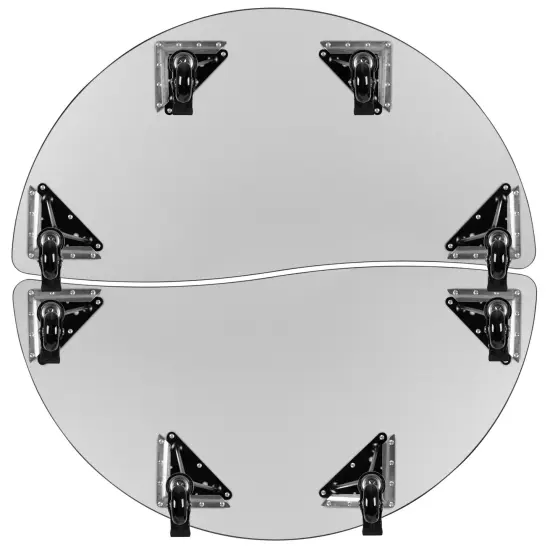 Emma and Oliver 2 Piece Mobile 47.5" Circle Collaborative Grey Adjustable Activity Table Set {12}