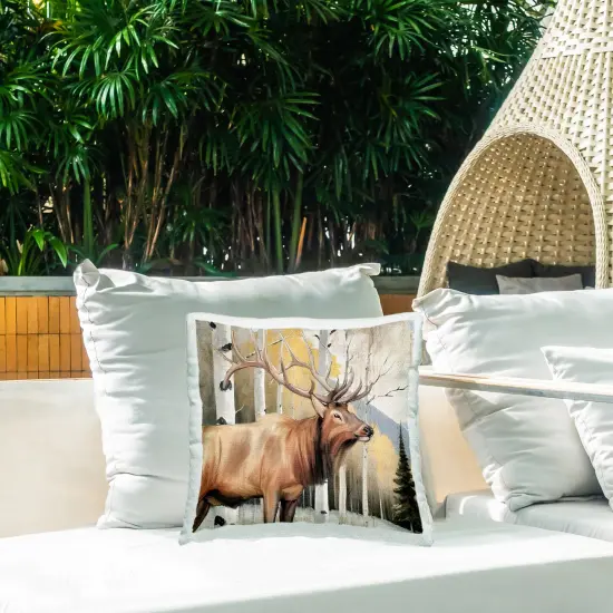 Stupell Industries Mountain Walk Elk Forest Outdoor Pillow, 18 x 7 x 18 {2}