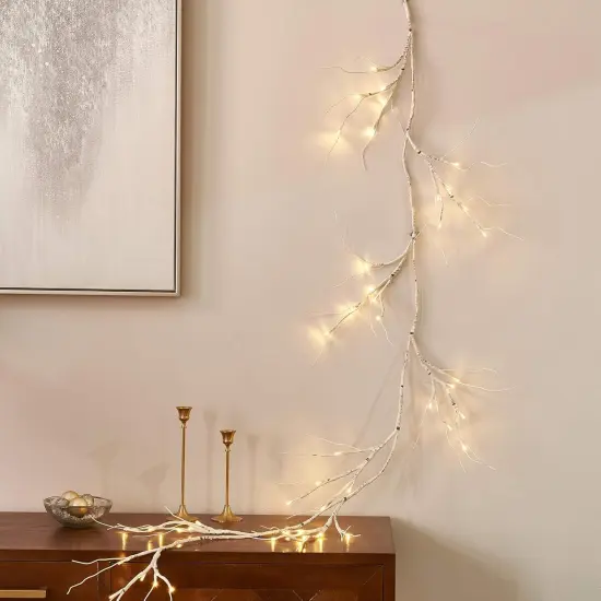Lighted Birch Garland 6FT 48 LED Battery Operated with Timer {4}