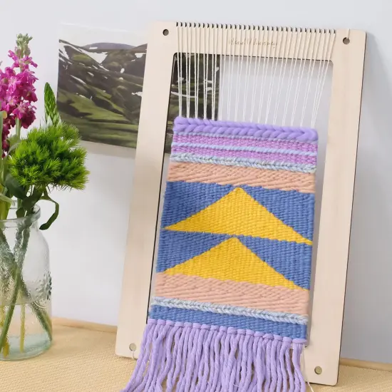 Wool Queen Rectangle Weaving Loom Kit - 2 Sets with Weaving Needles and Tools, Perfect for Beginners and Weaving Enthusiasts, 11''x16.5'' and 7.8''x11.7'' Large Sizes {2}