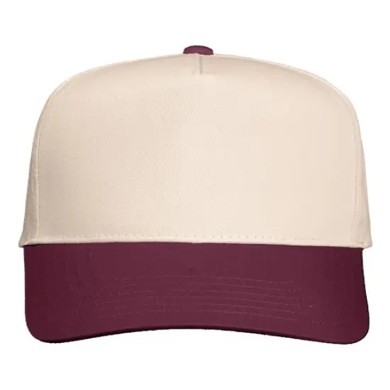 Valucap&reg; Five Panel Twill Cap Classic Comfortable Fit Natural/ Maroon {1}