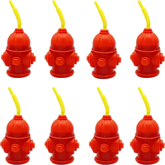 4E's Novelty 10 Pack Fire Hydrant Cups 12oz - Firefighter Birthday Party Decorations, Fireman Theme Party Supplies {1}