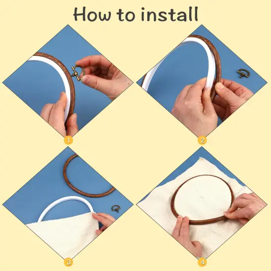 4 Pack Embroidery Hoop Ring, Imitated Wood Display Frame Circle and Oval Embroidery Kits with 30 Pieces Large Eye Embroidery Needles, Quilting Hoop and Cross Stitch Supplies for Sewing and Wall Hang {6}