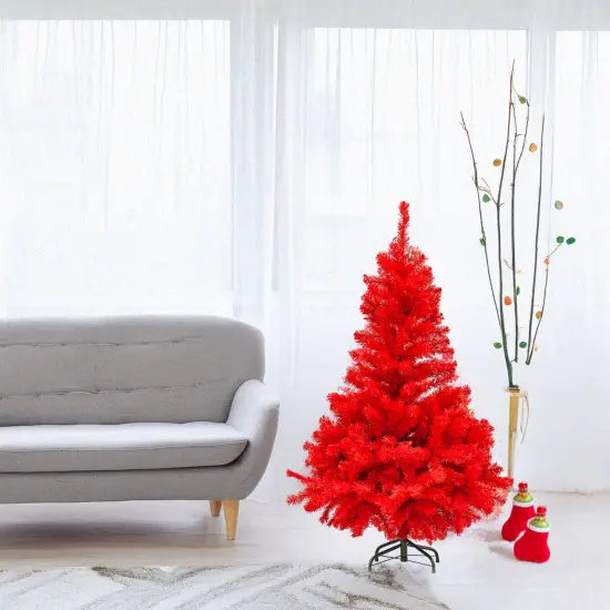 Northlight Full Pine Artificial Christmas Tree - 4' - Scarlet Red - Unlit {4}