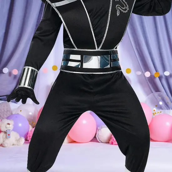 Boys Mirror Ninja Costume, Reflective Stealth Halloween Outfit {3}