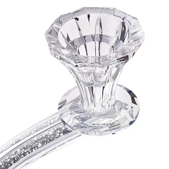 Crystal Candelabra Round Design with 7 Arms and Inner Gemstones Silver {6}