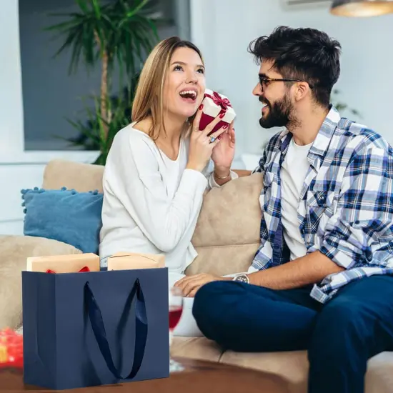 Large Navy Blue Gift Bags, 12 Pack Extra Large Navy Gift Bag Ribbon {5}