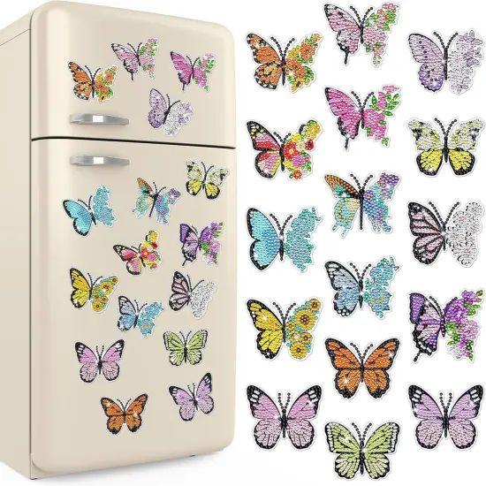 16 Pcs Butterfly Diamond Art Magnets Kits for Refrigerator Butterfly Diamond Painting Magnets DIY for Adults Kids Crafts Home Fridge Decor {1}