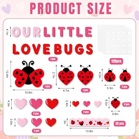 Valentine's Day Bulletin Board Decorations Love Bug Paper Cutouts {2}