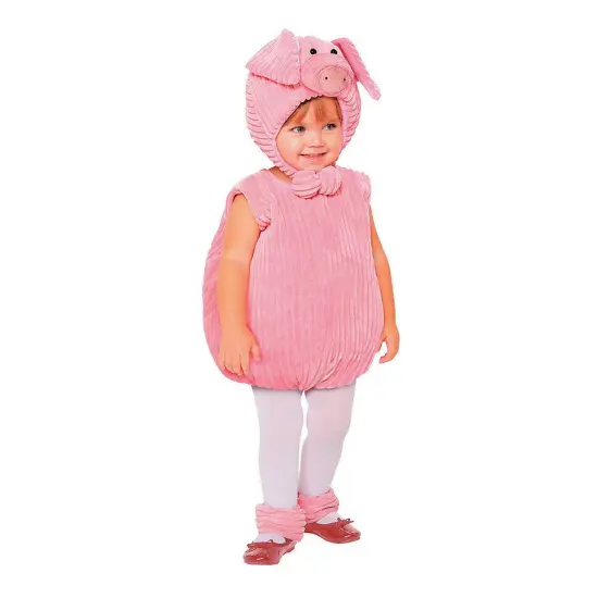 Toddler Pig Halloween Costume with Bodysuit Hood and Curly Tail {1}