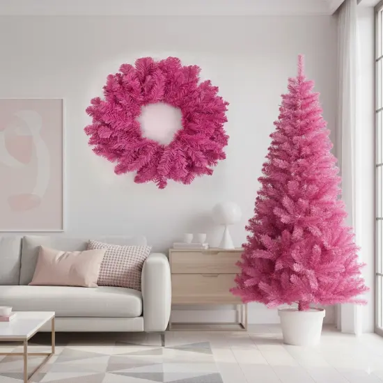 Perfect Holiday 24 inch Wreath Pink - Unlit {4}