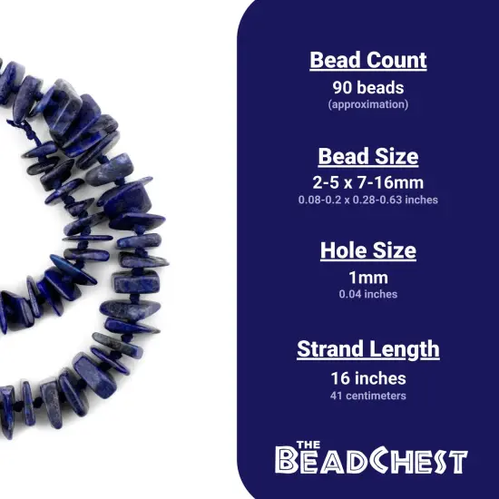The Bead Chest Jumbo Chip Lapis Lazuli Beads (7-16mm) {4}