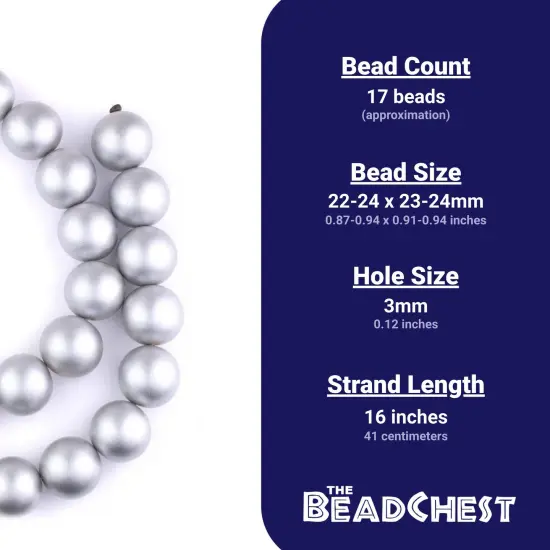 The Bead Chest Natural 24mm Wooden Beads in Silver for Jewelry Making &ndash; Round Loose Wood Spacer Beads I Approximately 17 Beads {4}