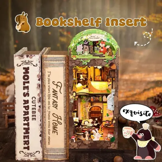 Book Nook Wizardi Miniature - Mole's Apartment Roombox Kit {2}