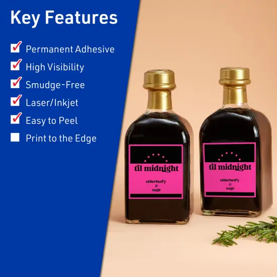 Avery Neon Magenta Paper Labels, 2.5" x 2.5" Square {2}