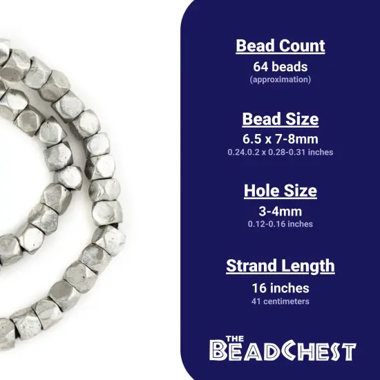 The Bead Chest Silver Diamond Cut Beads (7mm, Large Hole) {4}