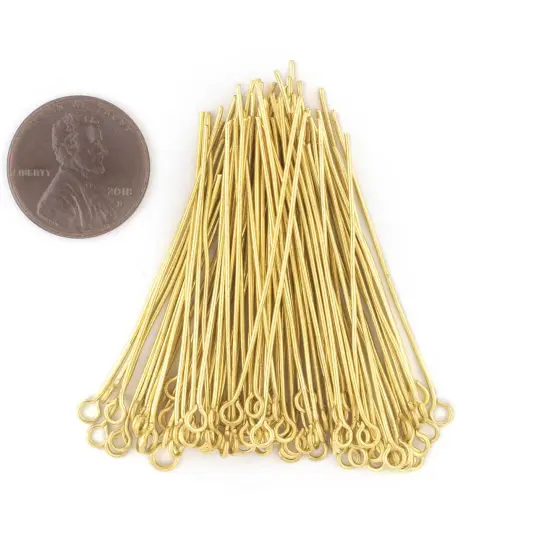 The Bead Chest Gold 21 Gauge 1.75 Inch Eye Pins Approx 100 pieces Brass {2}