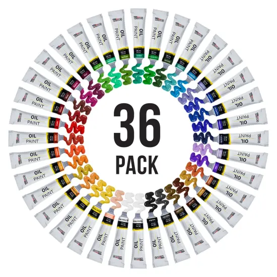 Professional 36 Color Set of Art Oil Paint in Large 18ml Tubes - Rich Vivid Colors for Artists, Students, Beginners - Canvas Portrait Paintings {4}
