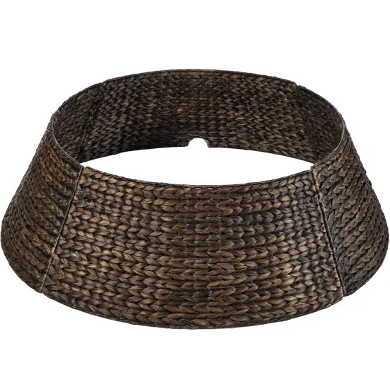 Best Choice Products 36in Woven Hyacinth Christmas Tree Collar, Tree Skirt Accessory w/ Cord Cut-Out Espresso {1}