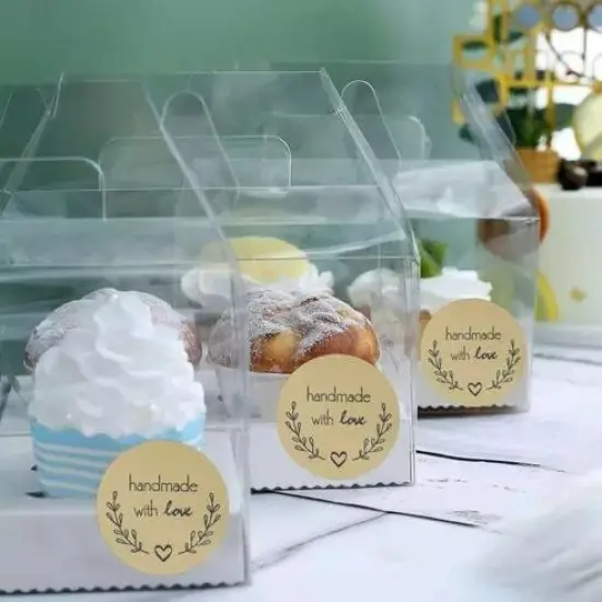 500 Natural Black 1.5" Round Self Adhesive Handmade Love STICKERS DIY Crafts {4}