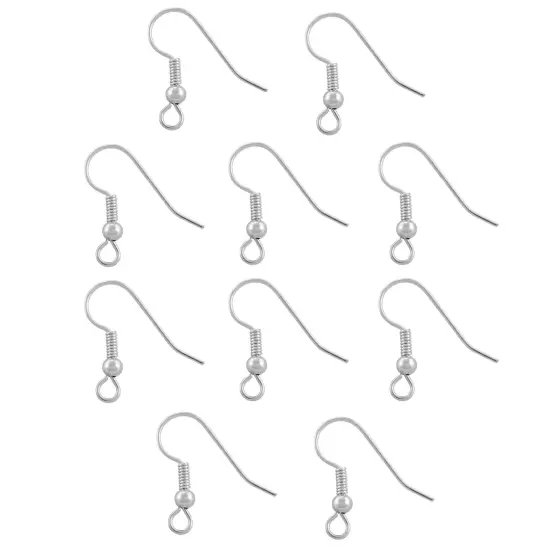 JewelrySupply French Hook Wires with Bead & Spring Silver Plated (10-Pcs) {1}