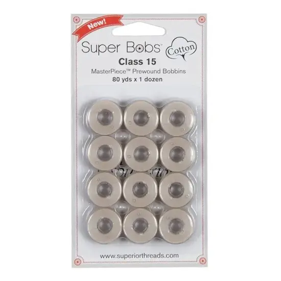 Super Bobs Cotton #152 Bisque (Class 15) 12 pack pre-wound bobbins {1}