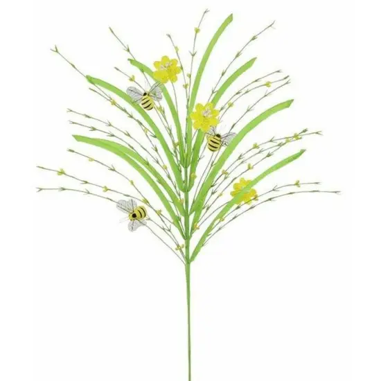 28" Grass Pip Flower Bumble Bee Spray {1}