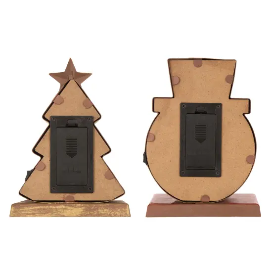 Set of 2 Marquee LED Tree/Snowman Head Stocking Holder Snowman & Tree {6}