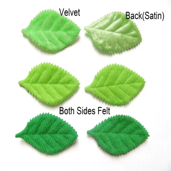 YYCRAFT Pack of 90 Padded 2-Faced Felt Velvet Leaf Appliques/Craft Green {2}
