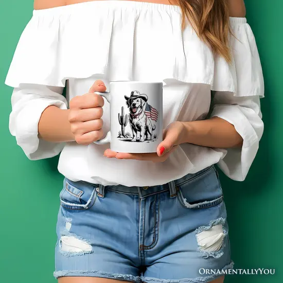 American Cowboy Dog Mug, Western 4th of July Gift {3}