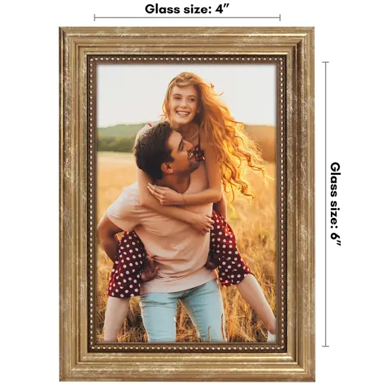 Americanflat Vintage Picture Frame with Beaded Accents with Shatter Resistant Glass and Easel Stand {8}