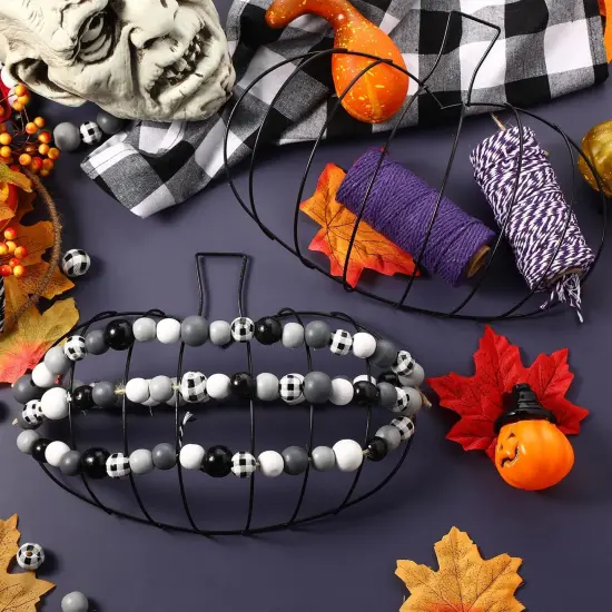 5 Pcs Autumn Pumpkin Shaped Metal Wreath - 15 x 11 Inches {3}